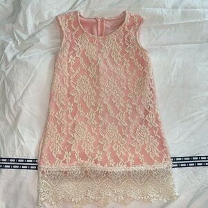 Girls pink crochet shabby chic dress